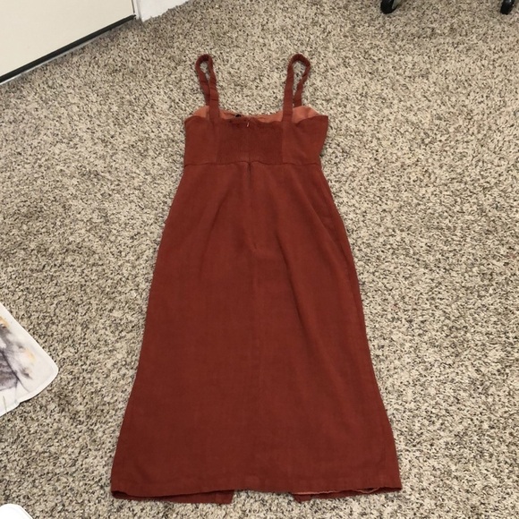Lulu’s Casual Vibes Rust Red Button Front Sleeveless Midi Dress Size XS Brown - Picture 4 of 8